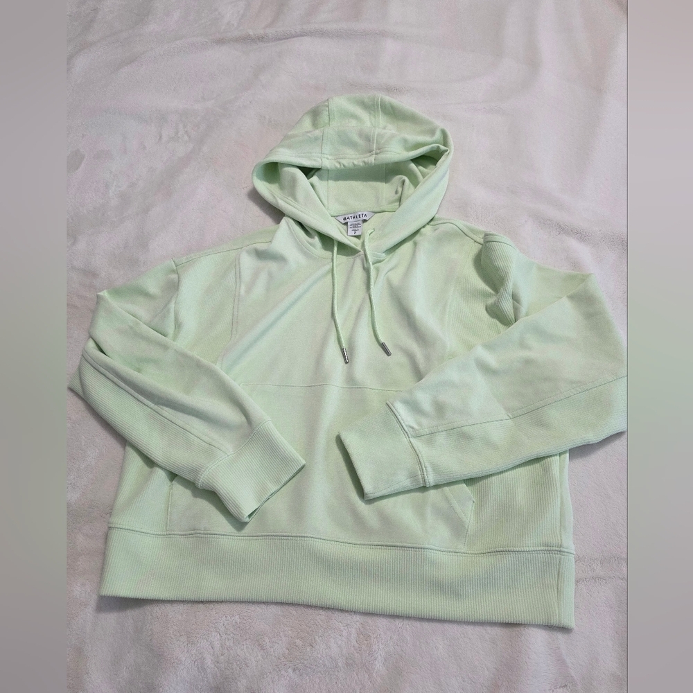 Athleta Seasoft Ribbed Sweatshirt Hoodie Honeydew Small New Soldout!!